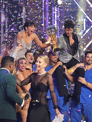 DANCING WITH THE STARS - “Finale - 3211” – In a series first, the finale episode will have five couples competing for a chance at winning the coveted “Len Goodman Mirrorball Trophy.” The finalists will perform a redemption dance and an unforgettable freestyle routine. The season 32 finale of “Dancing with the Stars” airs TUESDAY, DEC. 5 (8:00-11:00 p.m. EST/PST) on ABC. (Disney/Eric McCandless) XOCHITL GOMEZ, VAL CHMERKOVSKY