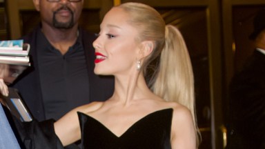 Ariana Grande Rocks Velvet Gown for Ethan Slater’s Play on Broadway