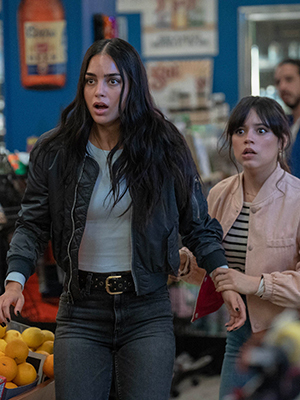 Melissa Barrera and Jenna Ortega in a scene from Scream VI