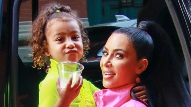 North West Channels Y2K Kim Kardashian in Purple Tracksuit: Photos