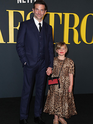 Bradley Cooper and his daughter, Lea, at the Maestro premiere in Los Angeles