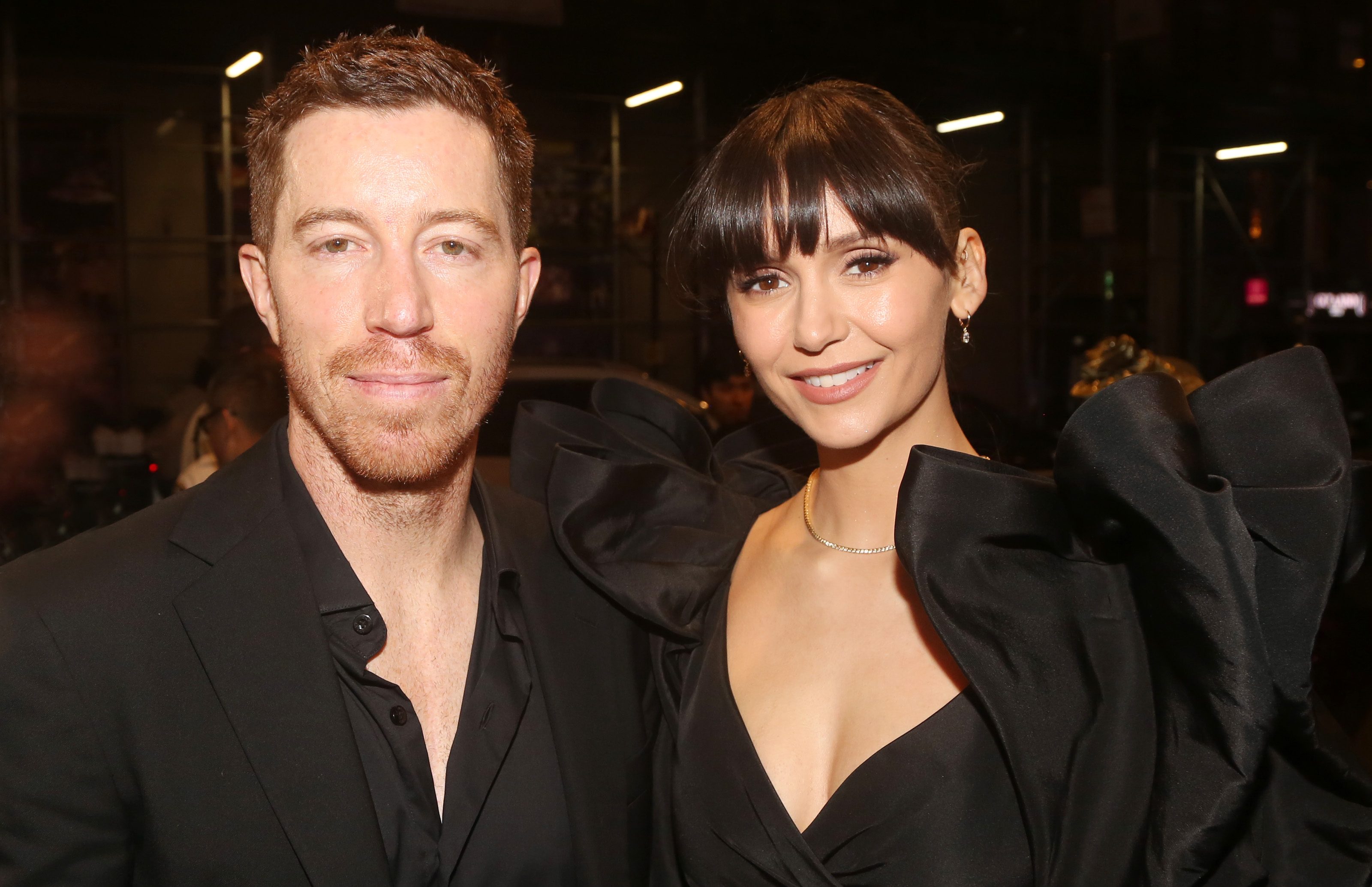 NEW YORK, NEW YORK - OCTOBER 10: (EXCLUSIVE COVERAGE) Shaun White and Nina Dobrev pose at the opening night of the revival of "Our Town" on Broadway at The Barrymore Theatre on October 10, 2024 in New York City. (Photo by Bruce Glikas/WireImage)