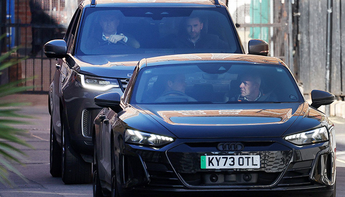 Prince William driving out of the London clinic