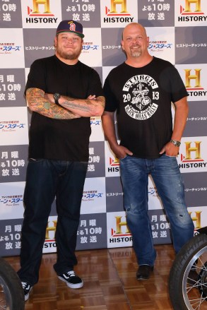 Rick Harrison, Corey Harrison
Rick and Corey Harrison at a History Channel press conference in Tokyo, Japan - 20 Aug 2013
Rick Harrison, Corey Harrison attend press conference for the History Channel and estimate a Norton Manx.