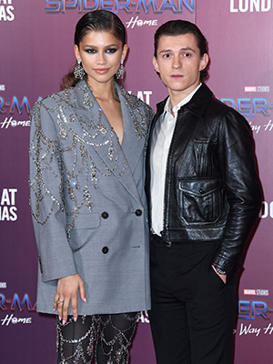 Zendaya and Tom Holland at a Spider-Man premiere