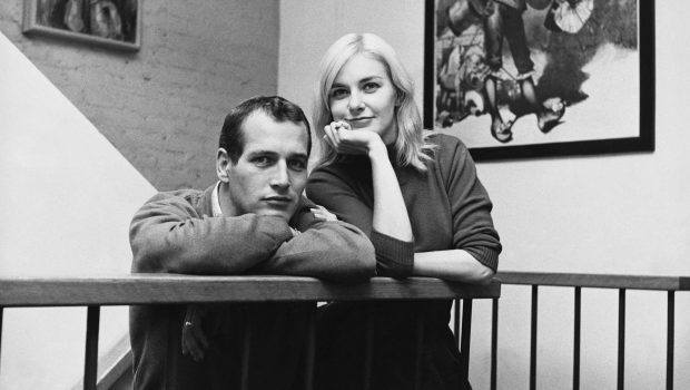 Paul Newman and Joanne Woodward at home in their Greenwich Village apartment, New York, New York,