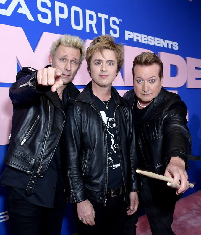 LAS VEGAS, NEVADA – FEBRUARY 09 2024: Green Day attends EA SPORTS™ Presents The Madden Bowl in Las Vegas, Nevada where they later performed.