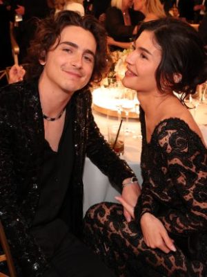 Timothée Chalamet and Kylie Jenner at the 81st Golden Globe Awards