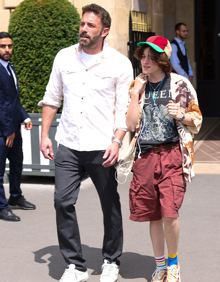 Ben Affleck and child Fin Affleck 