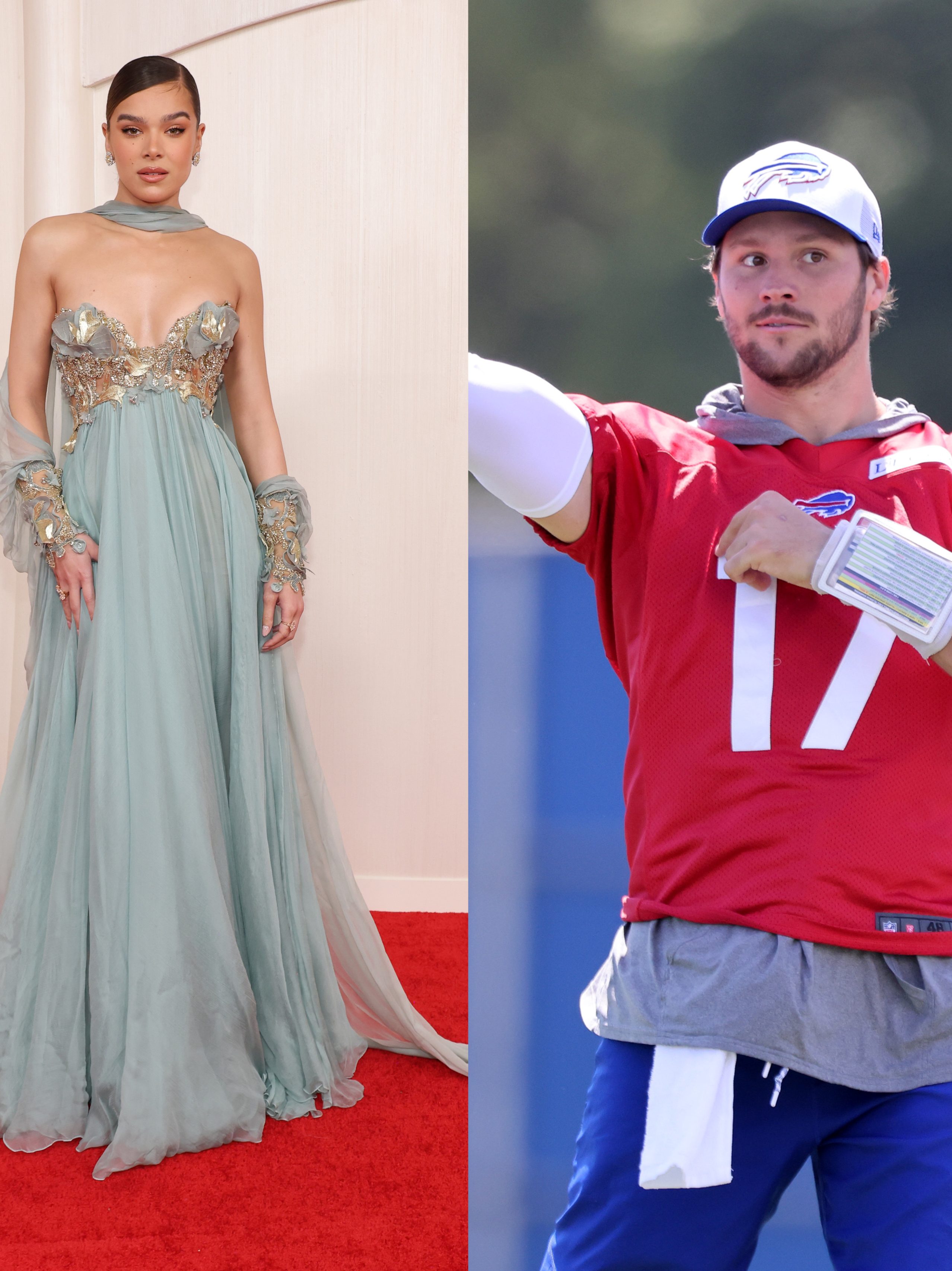 Hailee Steinfeld and Josh Allen at events.