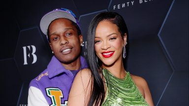 LOS ANGELES, CALIFORNIA - FEBRUARY 11: (L-R) A$AP Rocky and Rihanna celebrate Fenty Beauty & Fenty Skin at Goya Studios on February 11, 2022 in Los Angeles, California. (Photo by Rich Fury/Getty Images for Fenty Beauty & Fenty Skin)