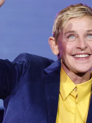 WASHINGTON, DC - NOVEMBER 15: Ellen DeGeneres walks onstage during the Michelle Obama: The Light We Carry Tour at Warner Theatre on November 15, 2022 in Washington, DC. (Photo by Tasos Katopodis/Getty Images for Live Nation)