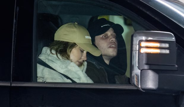 PHILADELPHIA, PENNSYLVANIA - JANUARY 28: Actress Madelyn Cline and comedian/actor Pete Davidson are seen leaving Pete Davidson's comedy show on January 28, 2024 in Philadelphia, Pennsylvania. (Photo by Gilbert Carrasquillo/GC Images)