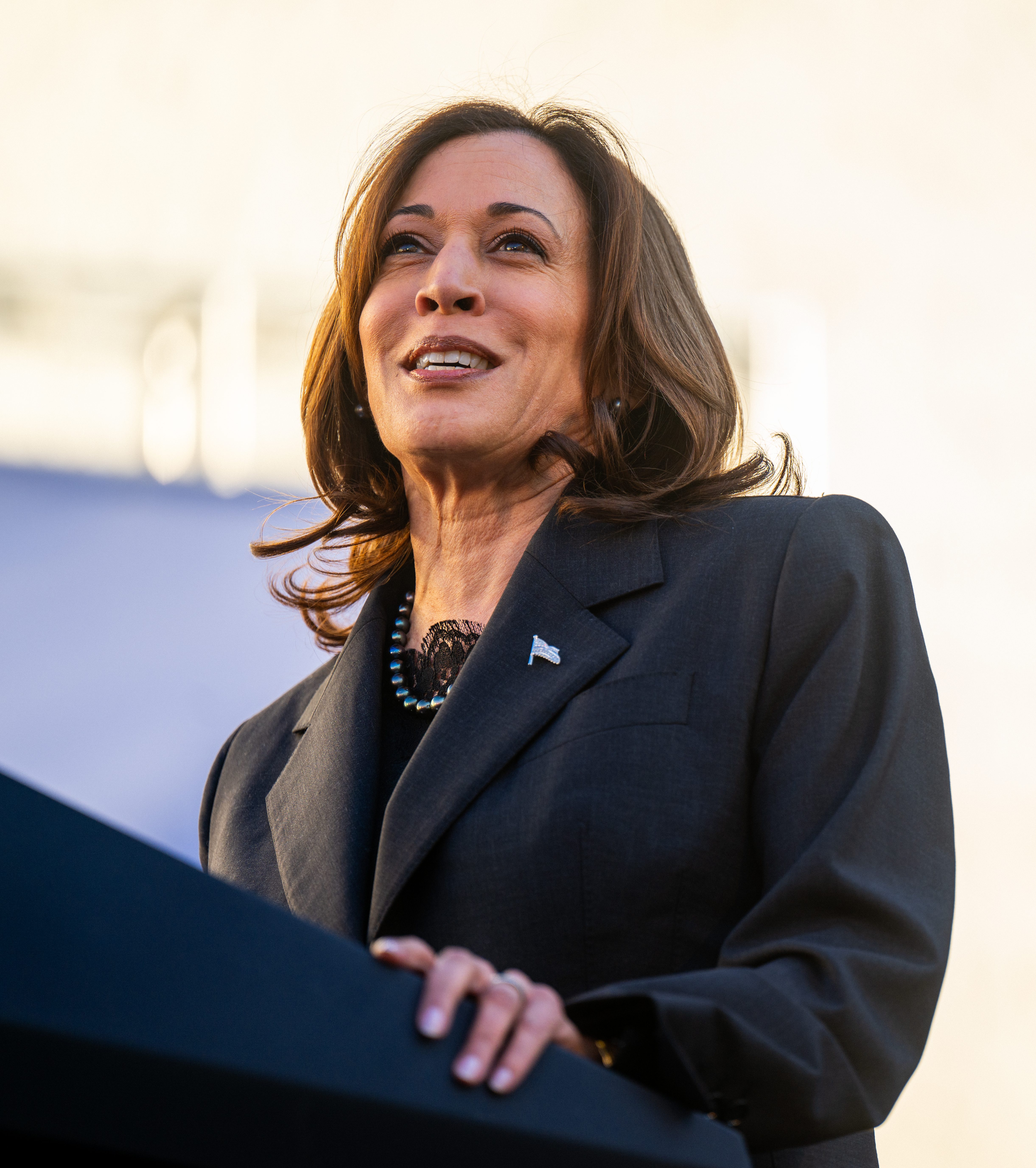Kamala Harris speaks during a 'First In The Nation' campaign rally