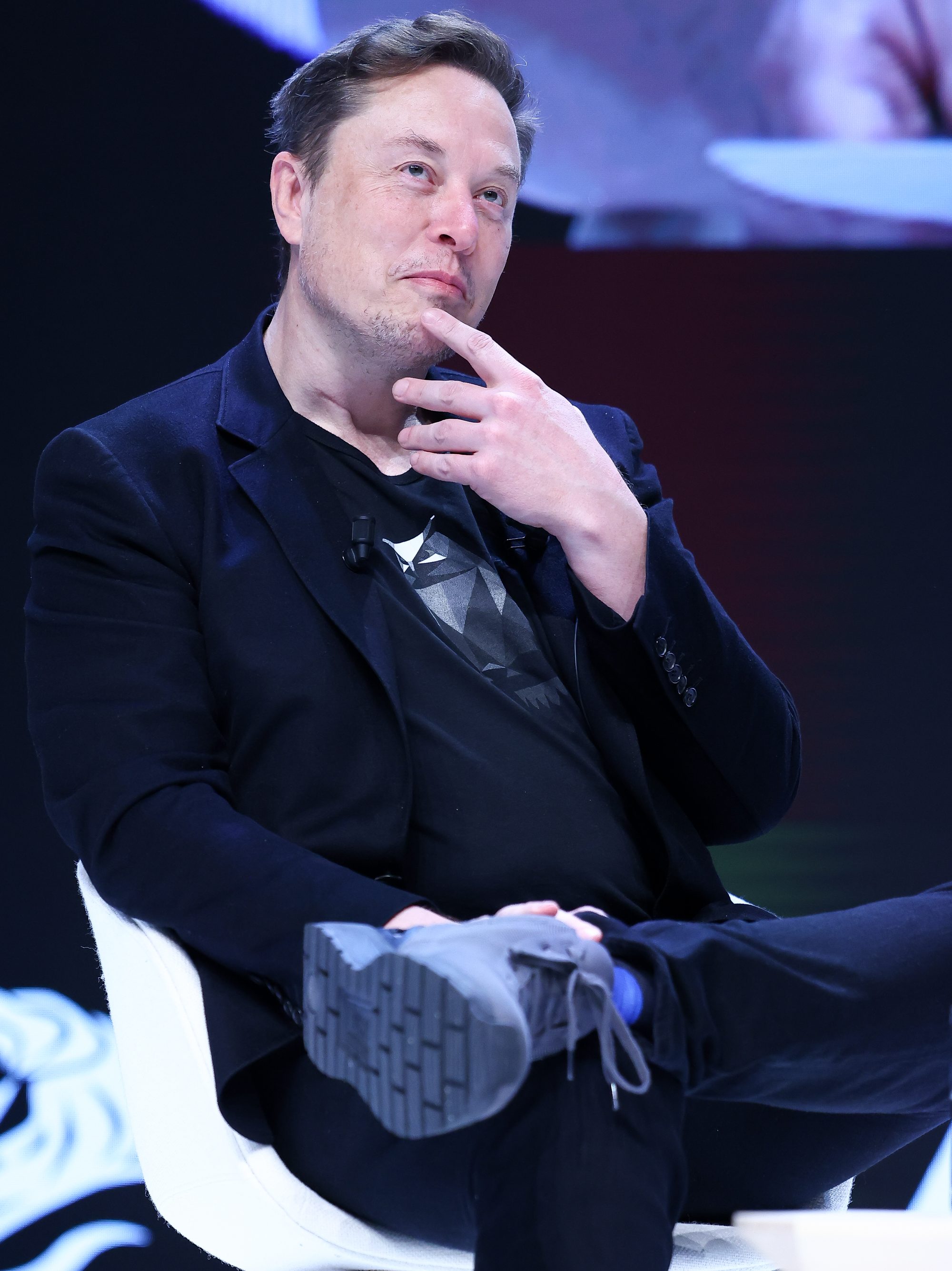 CANNES, FRANCE - JUNE 19: Elon Musk attends 'Exploring the New Frontiers of Innovation: Mark Read in Conversation with Elon Musk' session during the Cannes Lions International Festival Of Creativity 2024 - Day Three on June 19, 2024 in Cannes, France. (Photo by Marc Piasecki/Getty Images)