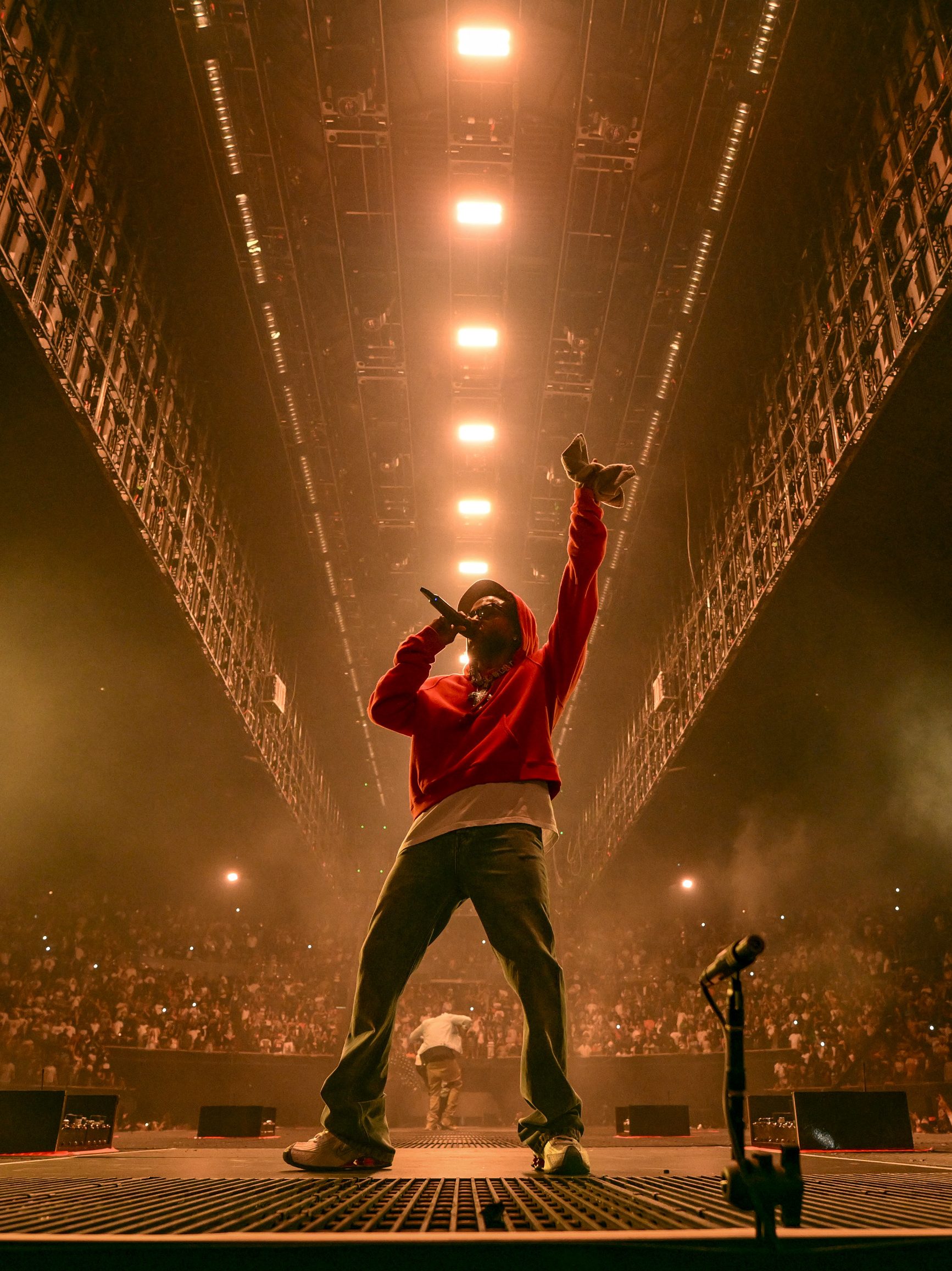 INGLEWOOD, CALIFORNIA - JUNE 19: Kendrick Lamar performs onstage during The Pop Out – Ken & Friends Presented by pgLang and Free Lunch at The Kia Forum on June 19, 2024 in Inglewood, California. (Photo by Timothy Norris/Getty Images for pgLang, Amazon Music, & Free Lunch)