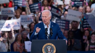 RALEIGH, NORTH CAROLINA - JUNE 28: U.S. President Joe Biden speaks at a post-debate campaign rally on June 28, 2024 in Raleigh, North Carolina. Last night President Biden and Republican presidential candidate, former U.S. President Donald Trump faced off in the first presidential debate of the 2024 campaign. (Photo by Allison Joyce/Getty Images)