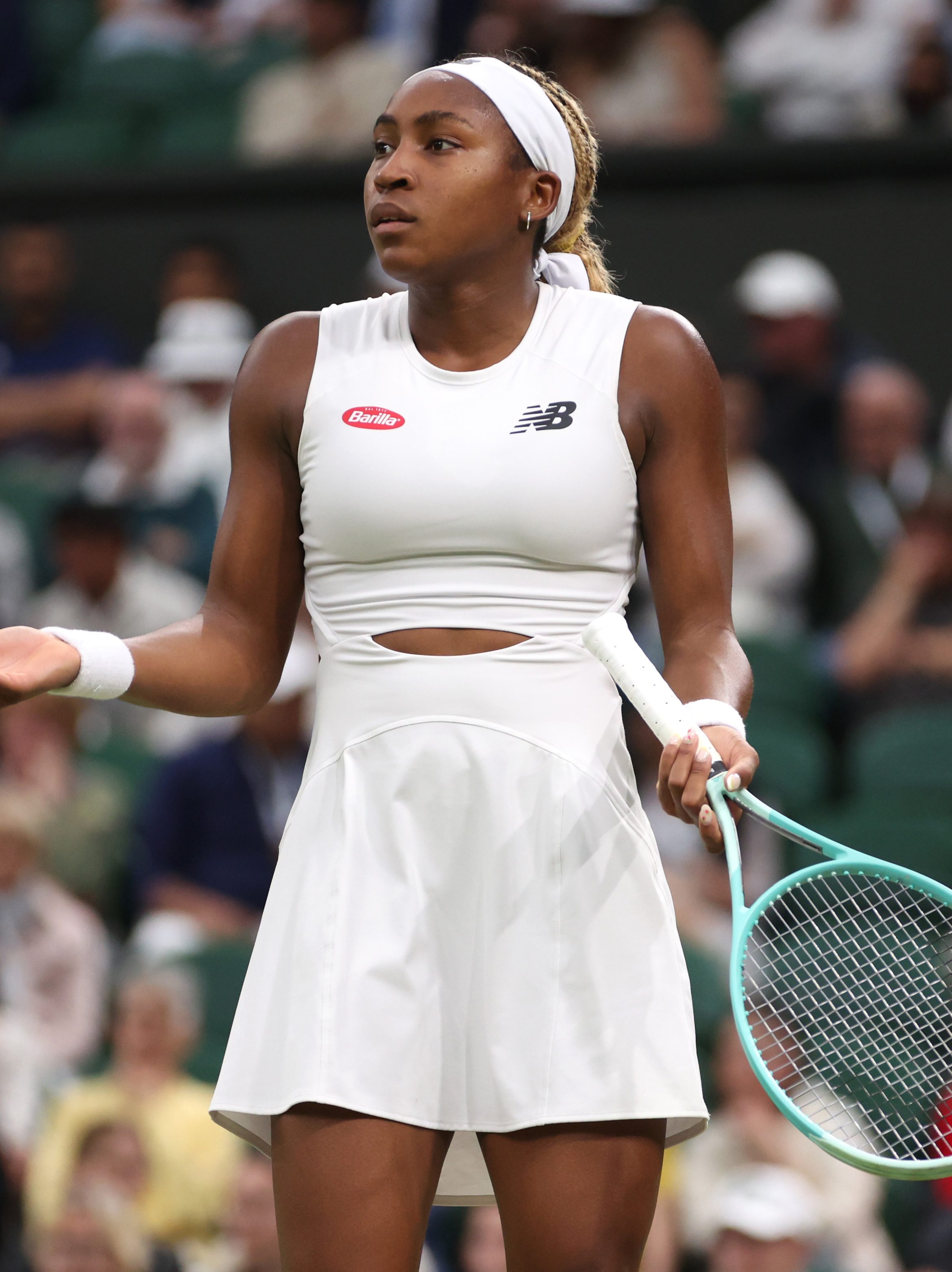 Coco Gauff playing against Emma Navarro in The Championships Wimbledon 2024