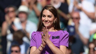 Catherine Princess of Wales during the presentation during day fourteen of The Championships Wimbledon 2024 at All England Lawn Tennis and Croquet Club on July 14, 2024 in London, England. (Photo by Rob Newell - CameraSport via Getty Images)