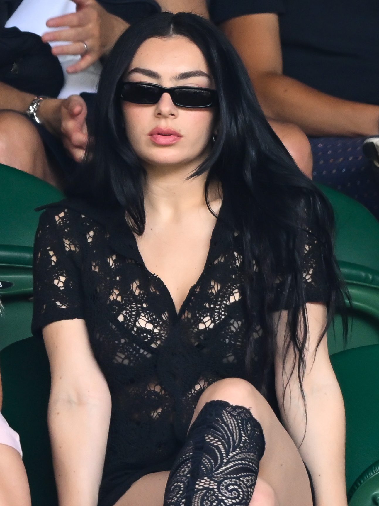 LONDON, ENGLAND - JULY 11: Charli XCX court-side of Centre Court on day eleven of the Wimbledon Tennis Championships at the All England Lawn Tennis and Croquet Club on July 11, 2024 in London, England. (Photo by Karwai Tang/WireImage)