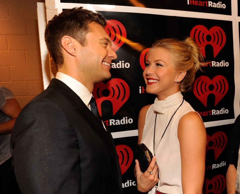 LAS VEGAS, NV - SEPTEMBER 23: (EXCLUSIVE COVERAGE) Ryan Seacrest and Julianne Hough pose backstage at the iHeartRadio Music Festival held at the MGM Grand Garden Arena on September 23, 2011 in Las Vegas, Nevada. (Photo by Kevin Mazur/WireImage)