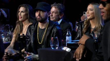 LOS ANGELES, CALIFORNIA - NOVEMBER 05: Eminem and Hailie Jade Mathers attends the 37th Annual Rock & Roll Hall of Fame Induction Ceremony at Microsoft Theater on November 05, 2022 in Los Angeles, California. (Photo by Kevin Mazur/Getty Images for The Rock and Roll Hall of Fame)