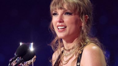 NEWARK, NEW JERSEY - SEPTEMBER 12: Taylor Swift accepts the Best Pop award for "Anti-Hero" onstage during the 2023 MTV Video Music Awards at Prudential Center on September 12, 2023 in Newark, New Jersey. (Photo by Mike Coppola/Getty Images for MTV)