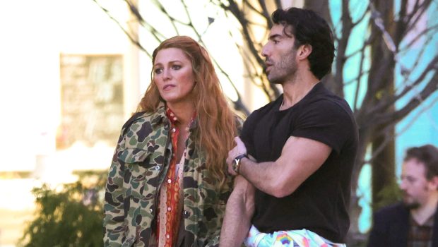 JERSEY CITY, NJ - JANUARY 12: Blake Lively and Justin Baldoni are seen on the set of "It Ends with Us" on January 12, 2024 in Jersey City, New Jersey. (Photo by Jose Perez/Bauer-Griffin/GC Images)