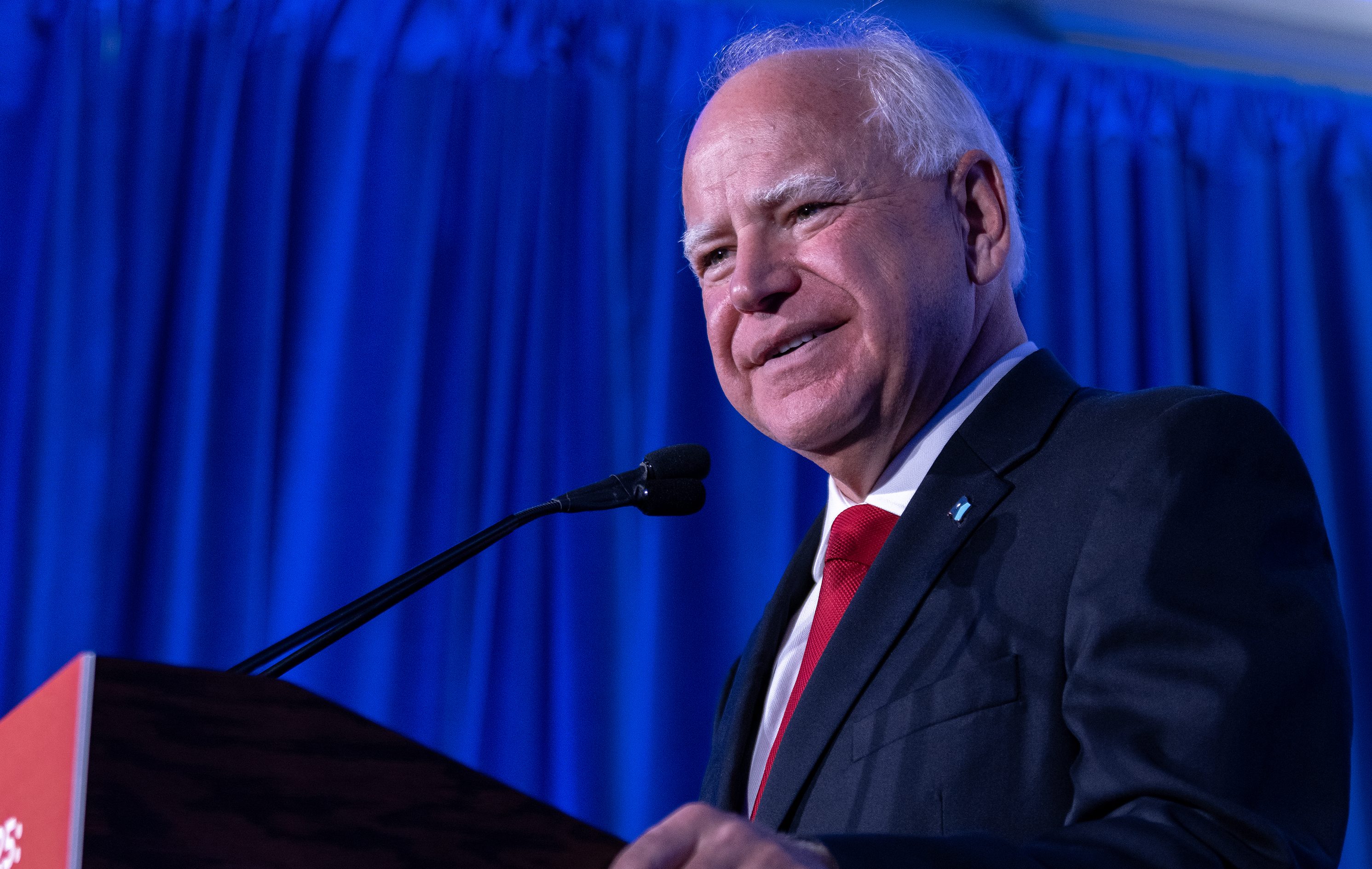 Tim Walz speaks at a Biden-Harris campaign event