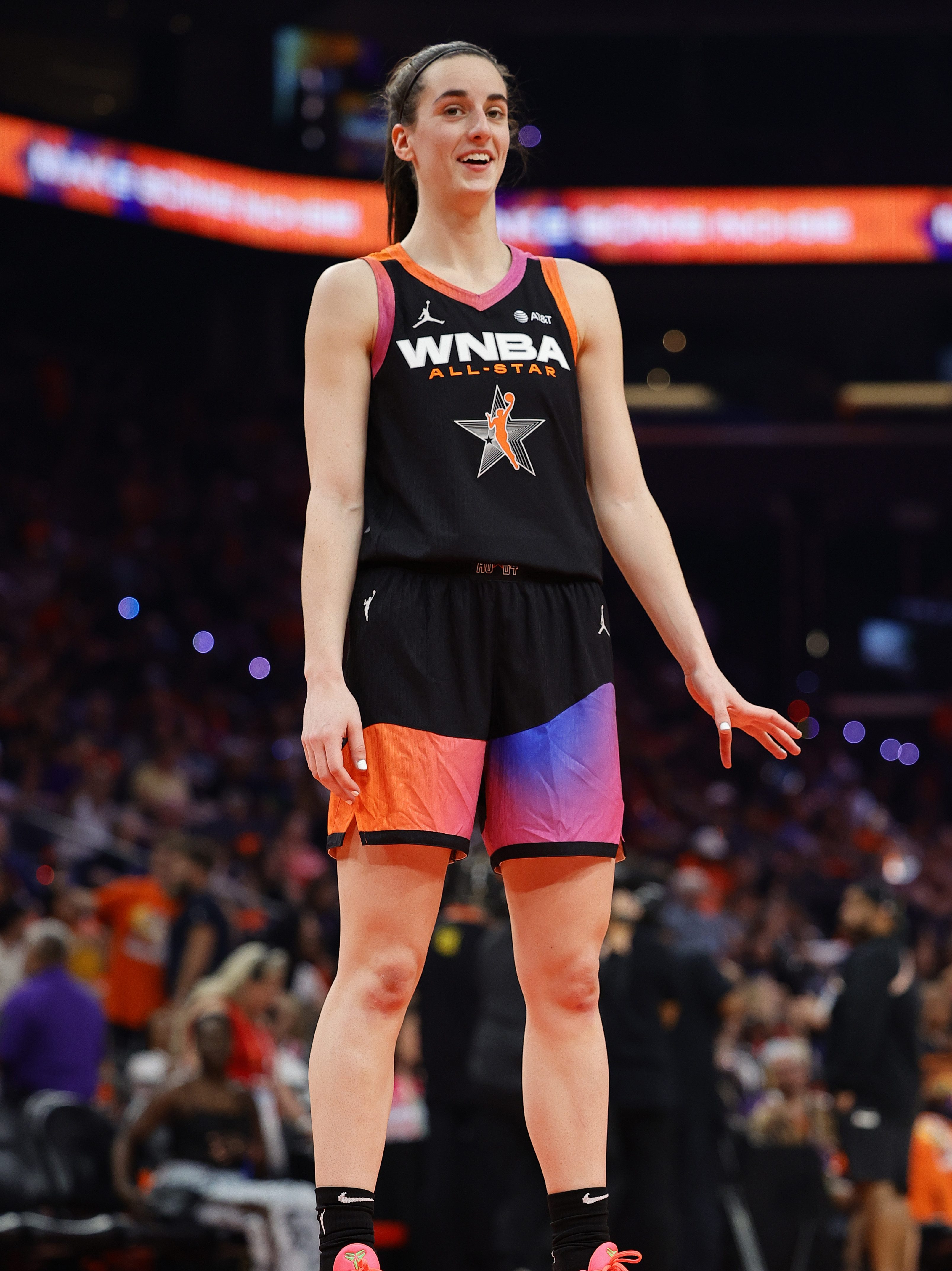 PHOENIX, ARIZONA - JULY 20: Caitlin Clark #22 of Team WNBA looks on in the second half during the 2024 WNBA All Star Game at Footprint Center on July 20, 2024 in Phoenix, Arizona.  (Photo by Alex Slitz/Getty Images)