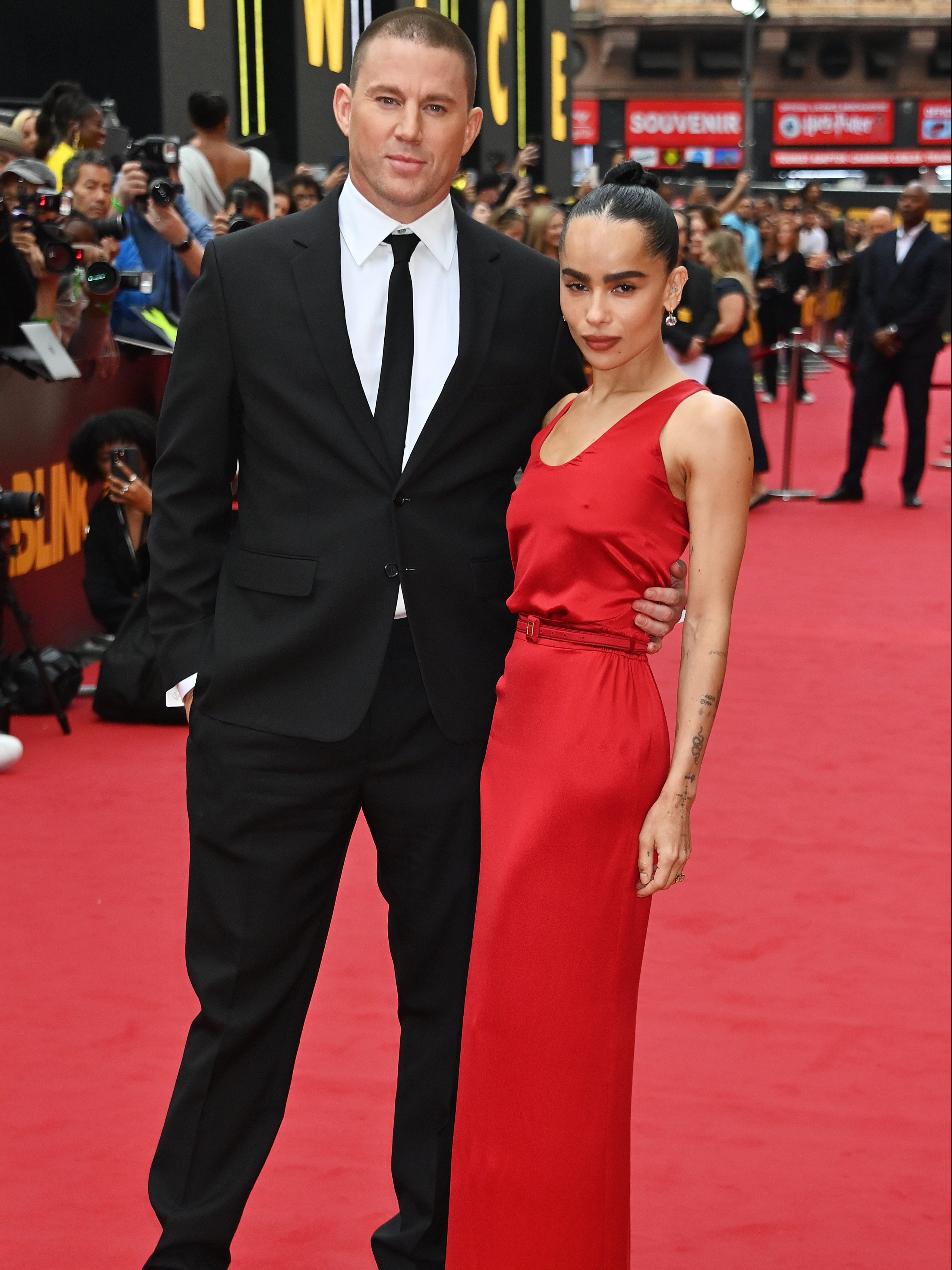 LONDON, ENGLAND - AUGUST 19: Channing Tatum and Zoe Kravitz attend the European Premiere of "Blink Twice" at Odeon Luxe Leicester Square on August 19, 2024 in London, England. (Photo by Dave Benett/WireImage)