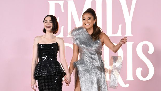 Lily Collins and Ashley Park attend the Premiere of Netflix's "Emily in Paris" Season 4