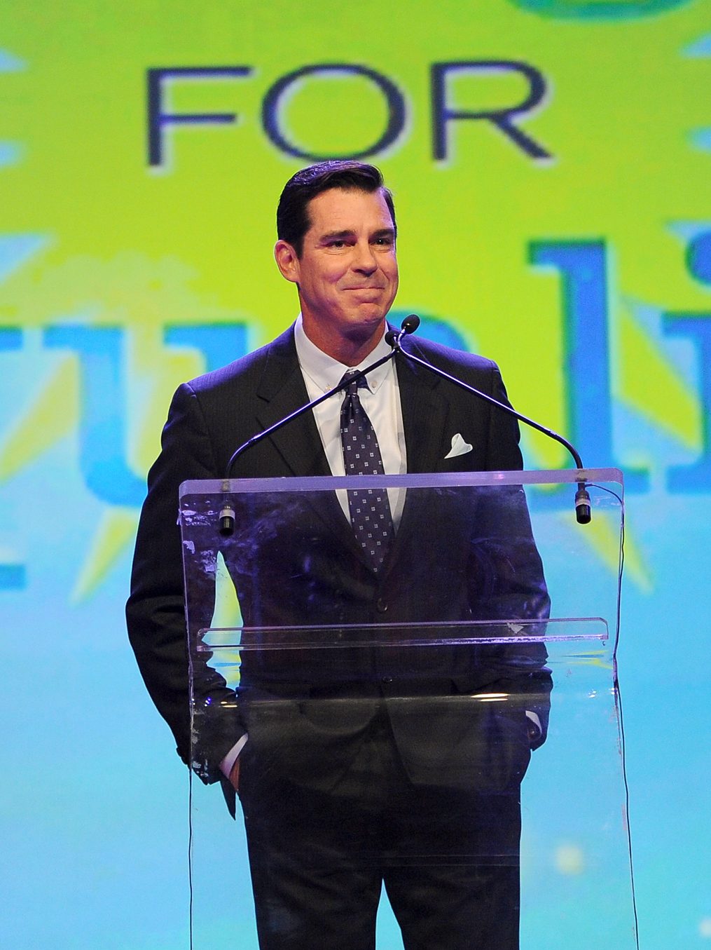NEW YORK, NY - MARCH 30:  MLB Ambassador for Inclusion Billy Bean speaks onstage at the 7th Annual PFLAG National Straight For Equality Awards Gala at The New York Marriott Marquis on March 30, 2015 in New York City.  (Photo by D Dipasupil/Getty Images for PFLAG)
