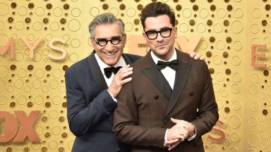 LOS ANGELES, CALIFORNIA - SEPTEMBER 22: Eugene Levy and Daniel Levy attend the 71st Emmy Awards at Microsoft Theater on September 22, 2019 in Los Angeles, California. (Photo by David Crotty/Patrick McMullan via Getty Images)