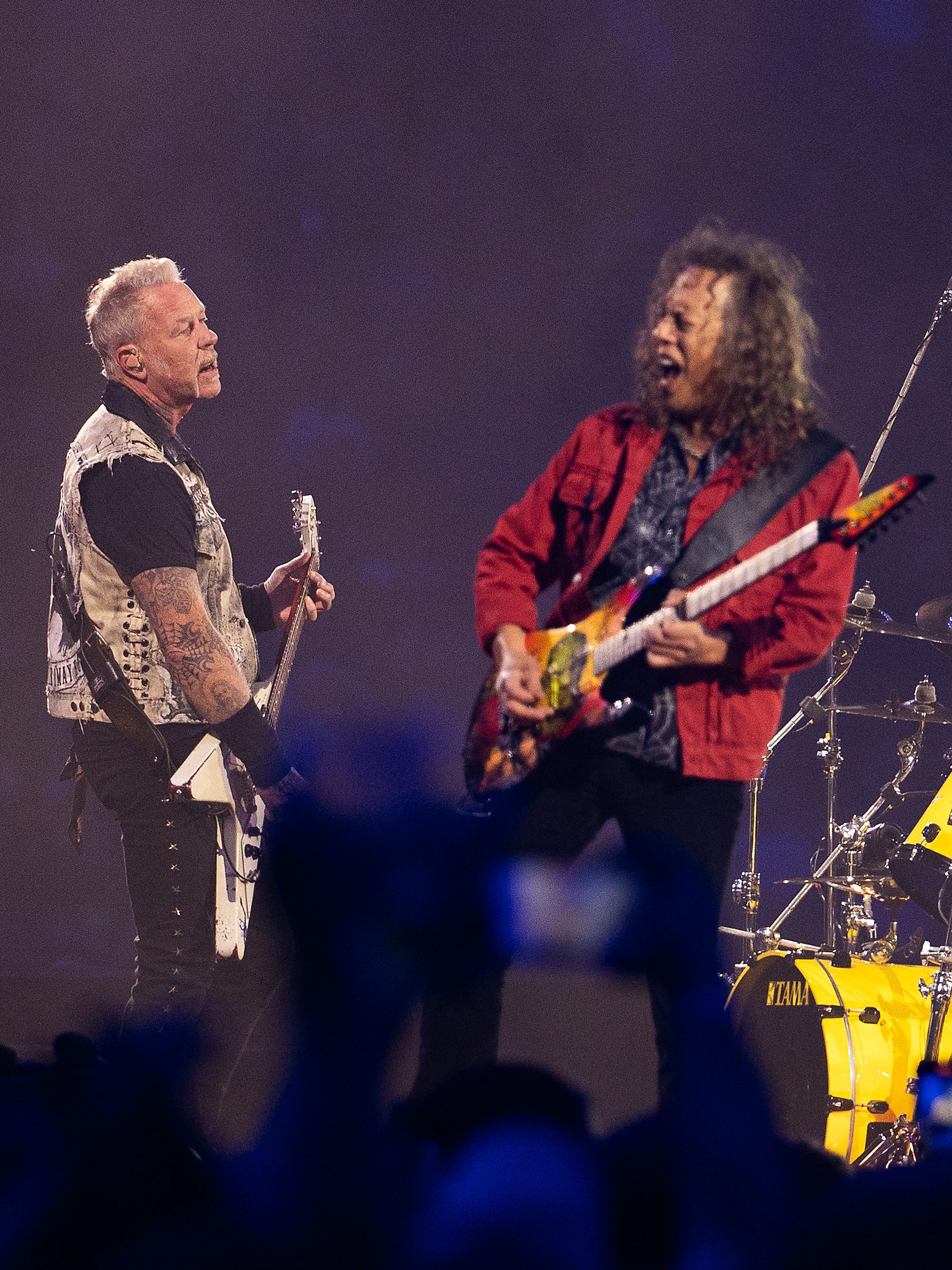 SEATTLE, WASHINGTON - SEPTEMBER 01: (L-R) James Hetfield, Kirk Hammett, Lars Ulrich, and Robert Trujillo of Metallica perform onstage at Lumen Field on September 01, 2024 in Seattle, Washington. (Photo by Mat Hayward/Getty Images)