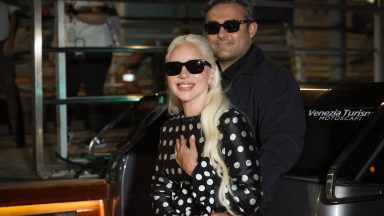 VENICE, ITALY - SEPTEMBER 02: Lady Gaga and Michael Polansky are seen arriving at the Venice's airport during the 81st Venice International Film Festival at  on September 02, 2024 in Venice, Italy. (Photo by Franco Origlia/Getty Images)