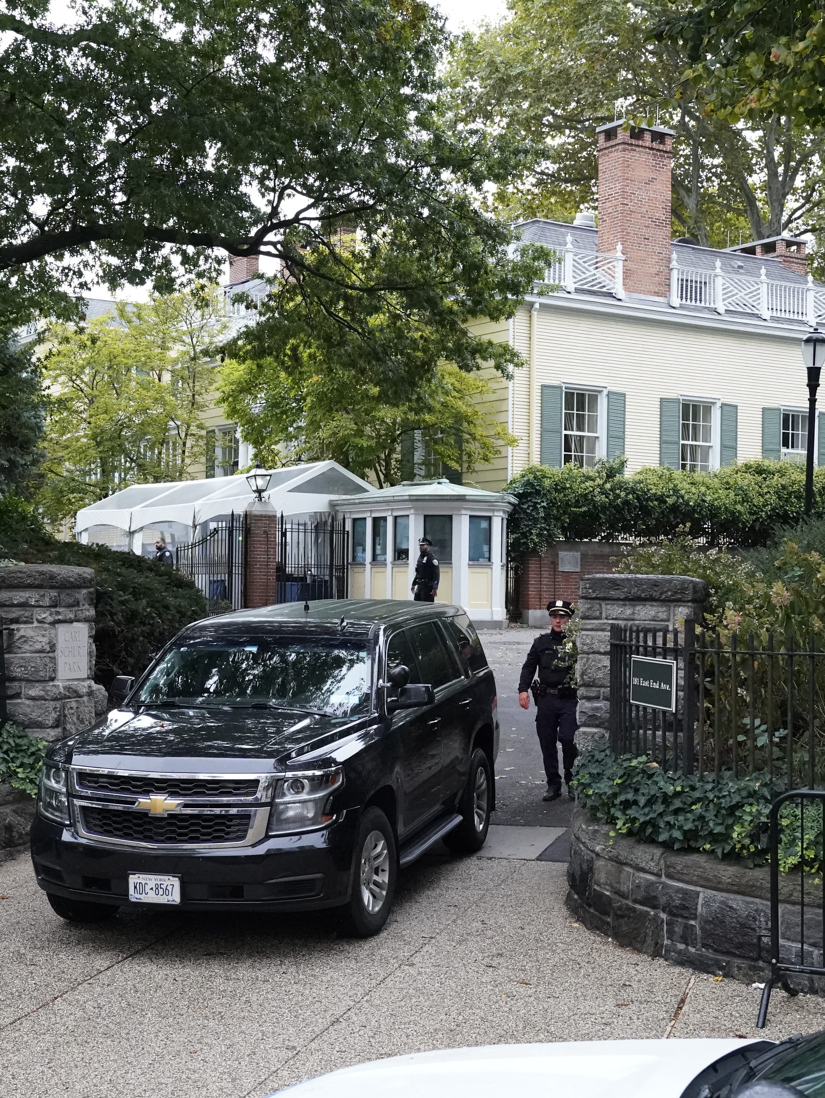 Federal agents search Gracie Mansion, the official residence of the mayor of New York City, on September 26, 2024, after Mayor Eric Adams was indicted on federal criminal charges. (Photo by TIMOTHY A. CLARY / AFP) (Photo by TIMOTHY A. CLARY/AFP via Getty Images)