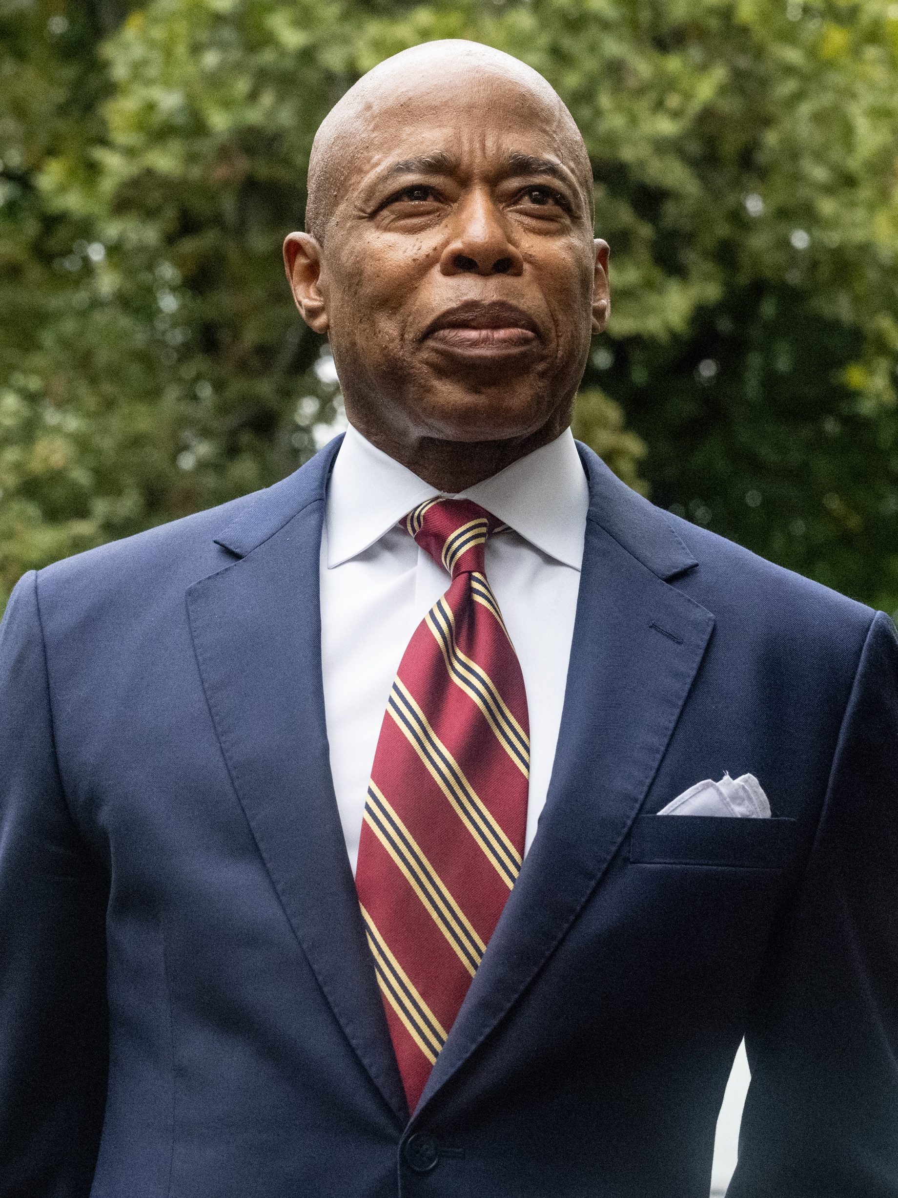 NEW YORK, NEW YORK - SEPTEMBER 26: New York City Mayor Eric Adams stands with his lawyer Alex Spiro (R) who delivered remarks to the press on September 26, 2024 in New York City. Adams has been charged with five offenses: conspiracy to commit wire fraud, federal program bribery, solicitation of a contribution by a foreign national, wire fraud, and bribery. (Photo by Stephanie Keith/Getty Images)