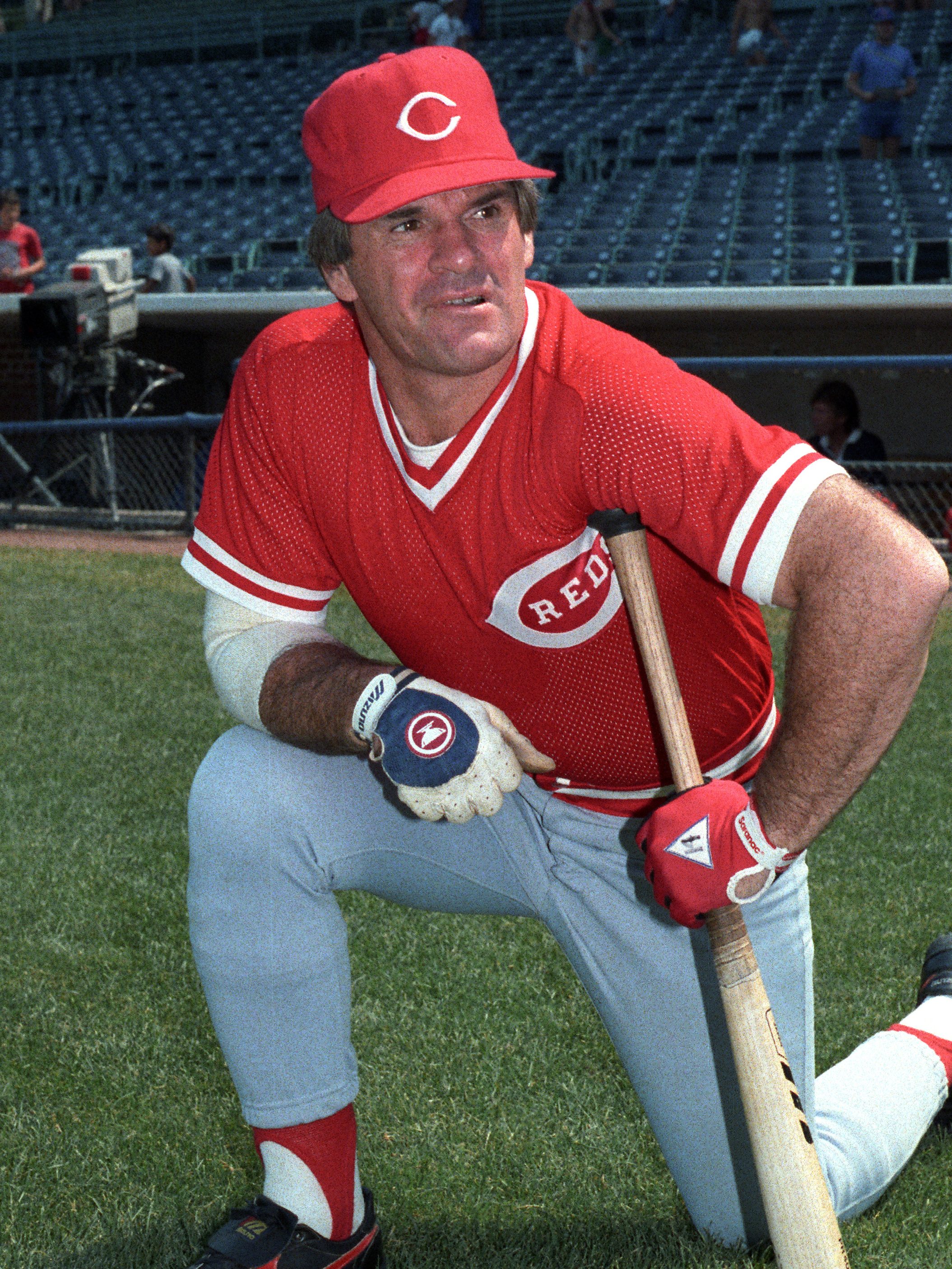 CHICAGO - UNDATED 1984: Pete Rose of the Cincinnati Reds poses before an MLB game at Wrigley Field in Chicago, Illinois. Rose played for the Cincinnati Reds from 1963-1978 and from 1984-1986.  (Photo by Ron Vesely/MLB Photos via Getty Images)