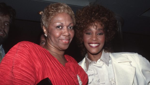 Singers Whitney Houston and her mother, Cissy Houston, with cousin, singer Dionne Warwick during a Grammy Award related party on February 24, 1987. (Photo by Larry Busacca/Getty Images)