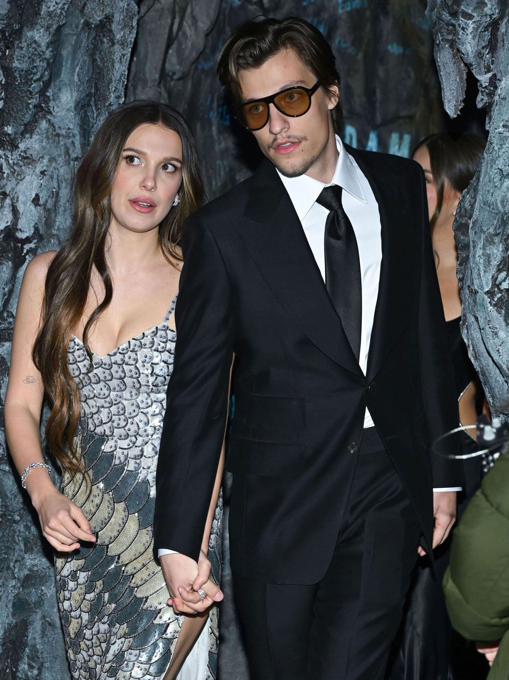 Millie Bobby Brown and Jake Bongiovi are seen on March 01, 2024 in New York City. (Photo by NDZ/Star Max/GC Images)