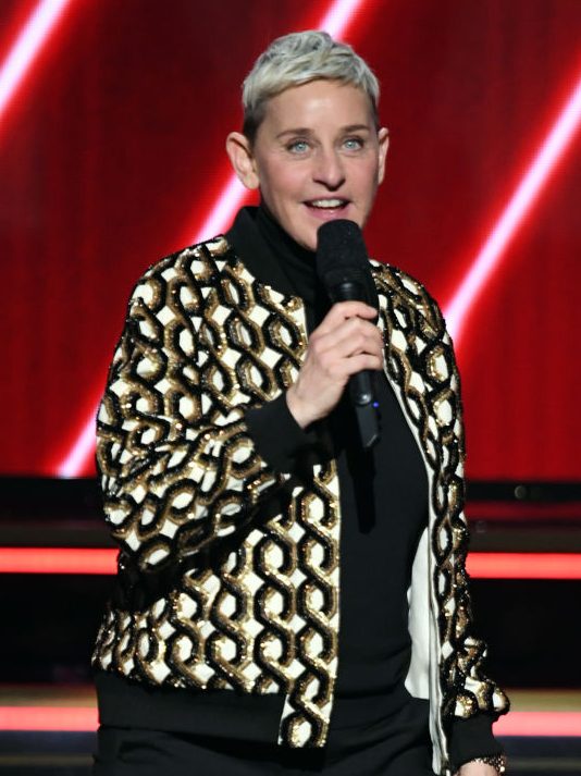 LOS ANGELES, CALIFORNIA - JANUARY 26: Ellen DeGeneres speaks onstage during the 62nd Annual GRAMMY Awards at STAPLES Center on January 26, 2020 in Los Angeles, California. (Photo by Kevin Winter/Getty Images for The Recording Academy )