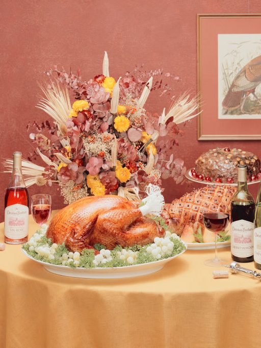 Thanksgiving dinner set on table