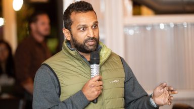 UNITED STATES - OCTOBER 24: Kashyap "Kash" Patel speaks during U.S. Senate candidate Adam Laxalts campaign stop at Chilly Jillz restaurant in Boulder City, Nev., on Monday, October 24, 2022. (Bill Clark/CQ-Roll Call, Inc via Getty Images)