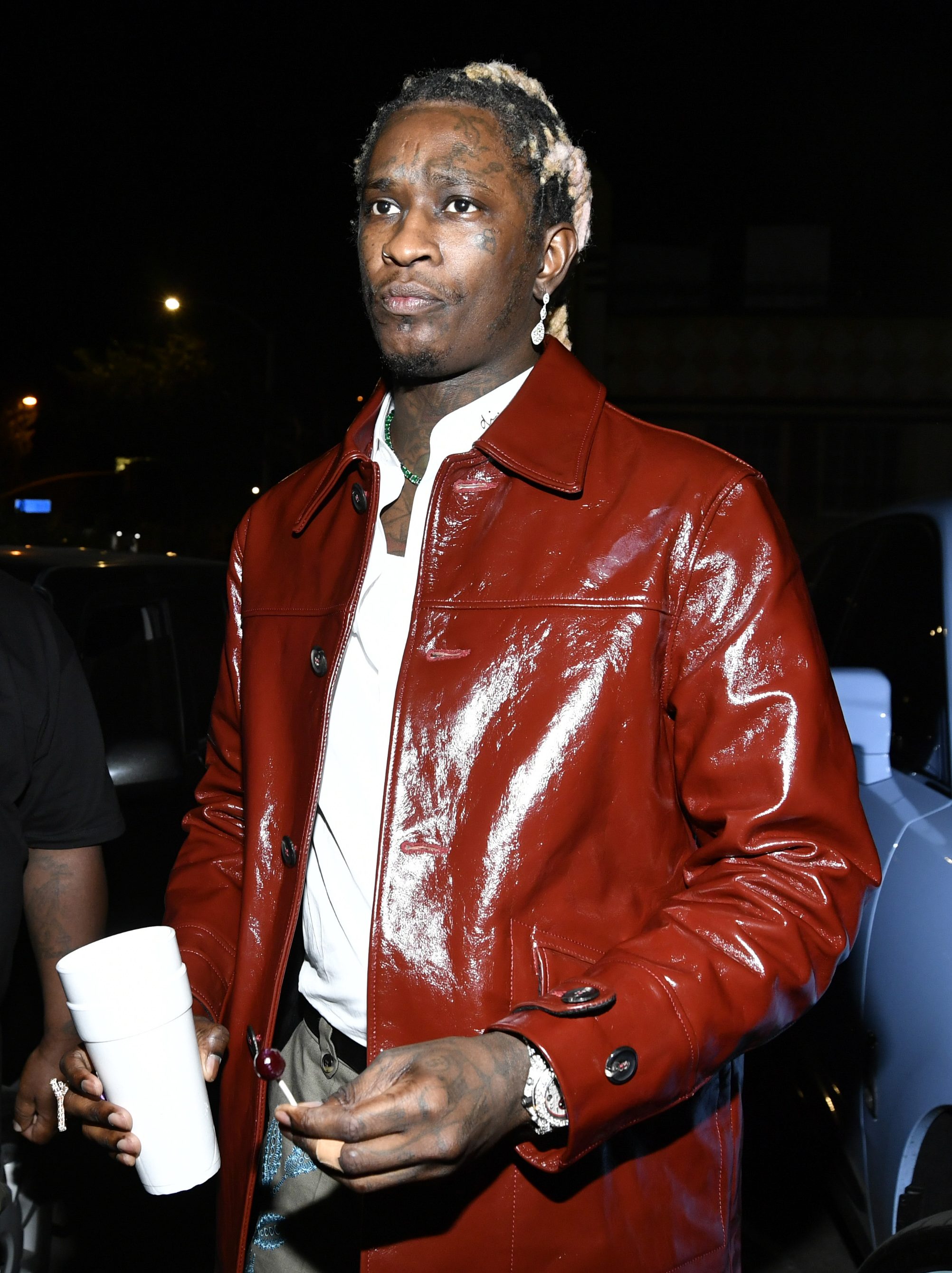 WEST HOLLYWOOD, CALIFORNIA - OCTOBER 12: Hip-hop artist Young Thug arrives at a release party for his new album "PUNK" at Delilah on October 12, 2021 in West Hollywood, California. (Photo by Michael Tullberg/Getty Images)