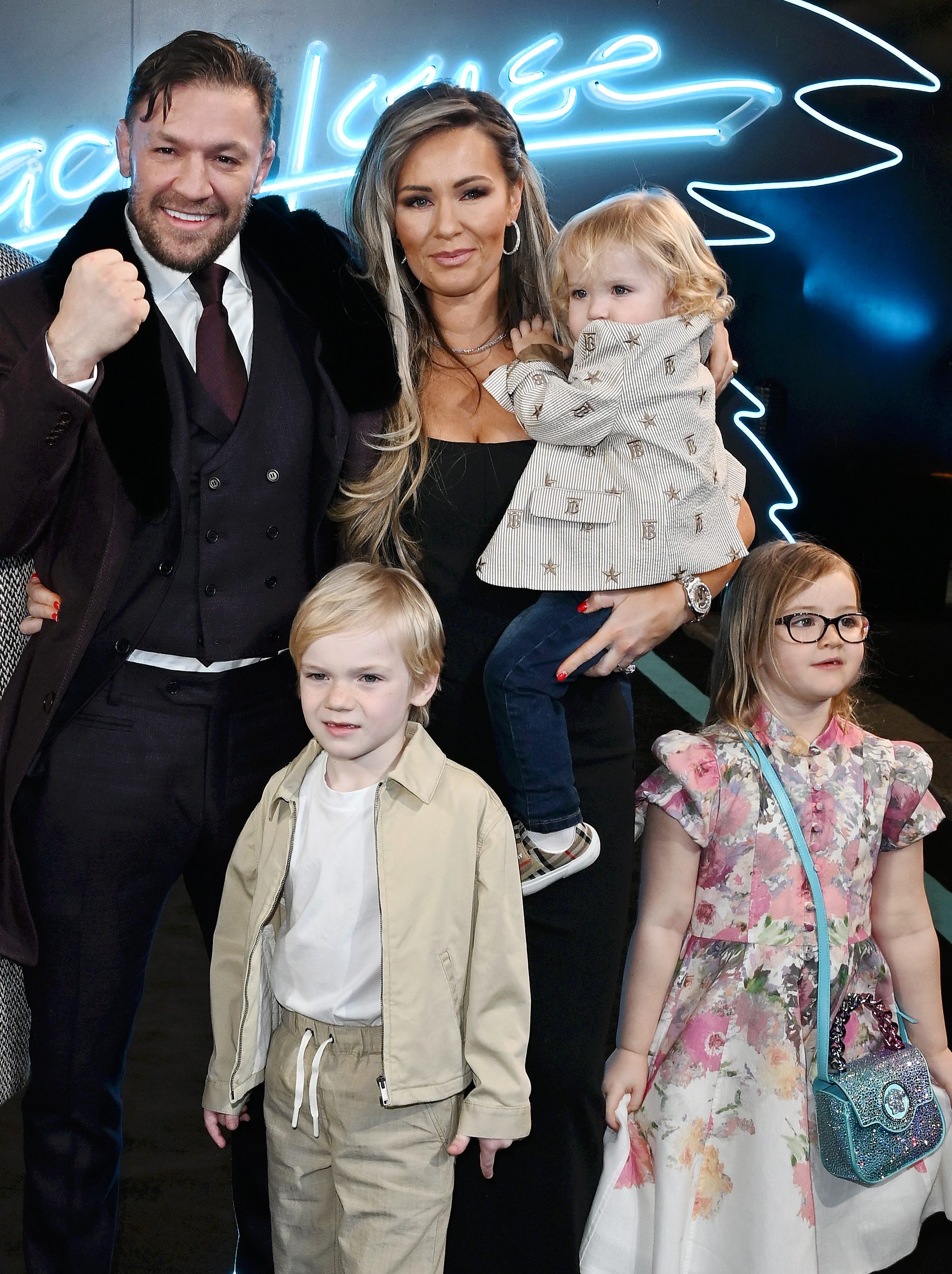LONDON, ENGLAND - MARCH 14: (L to R) Margaret McGregor, Jake Gyllenhaal, Conor McGregor, Dee Devlin and children Conor McGregor Jr, Rian McGregor and Croia McGregor attend a special screening of Prime Video's "Road House" at The Curzon Mayfair on March 14, 2024 in London, England.  (Photo by Kate Green/Getty Images for Prime Video UK)