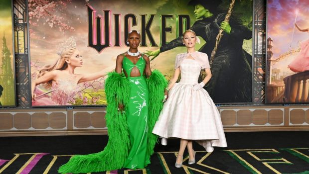 Cynthia Erivo, Ariana Grande at the "Wicked" Los Angeles Premiere at the Dorothy Chandler Pavilion on November 9, 2024 in Los Angeles, California. (Photo by Gilbert Flores/Variety via Getty Images)