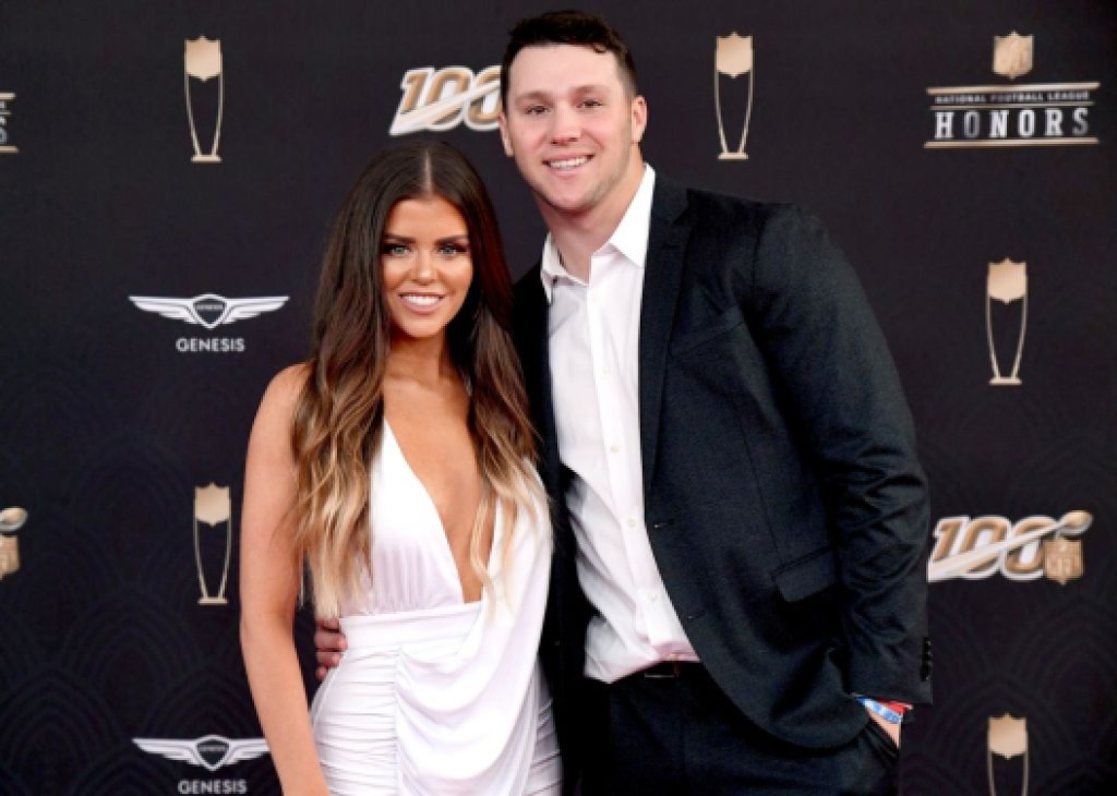 MIAMI, FLORIDA - FEBRUARY 01: (L-R) Brittany Williams and Josh Allen attends the 9th Annual NFL Honors at Adrienne Arsht Center on February 01, 2020 in Miami, Florida. (Photo by Jeff Kravitz/FilmMagic)