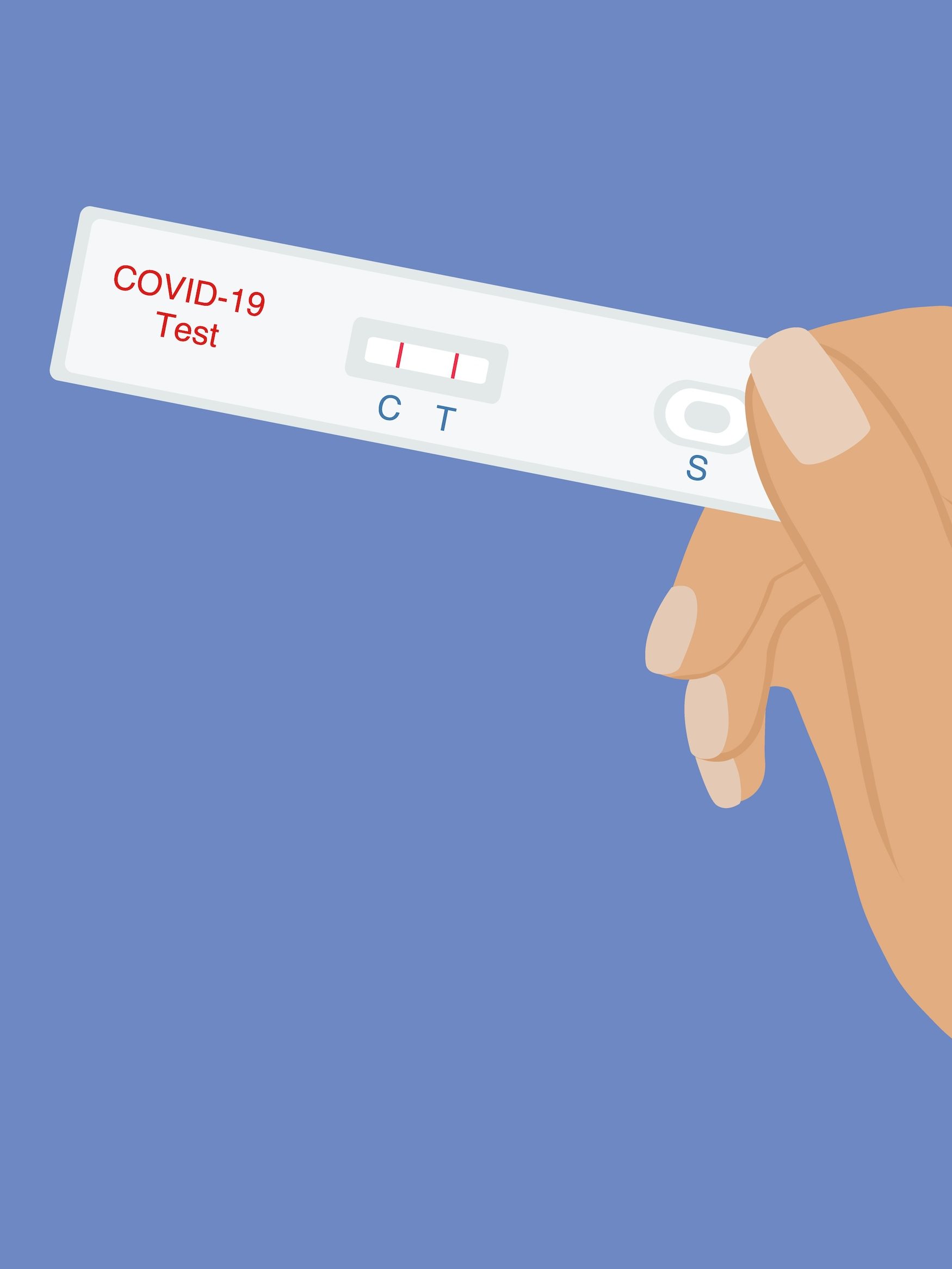 Hand Holding COVID-19 Rapid Test With Positive Test Result.