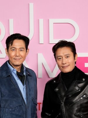 LOS ANGELES, CALIFORNIA - DECEMBER 12: (L-R) Lee Jung-jae and Lee Byung-hun attend the Los Angeles Premiere & Fan Event for Netflix's "Squid Game" Season 2 at Los Angeles City College on December 12, 2024 in Los Angeles, California.  (Photo by Presley Ann/Getty Images for Netflix)